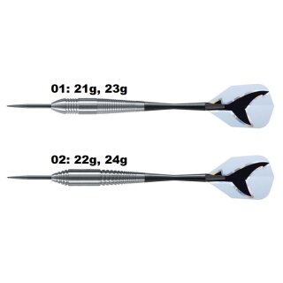 3er Set Steeldarts Harrows Silver Shark